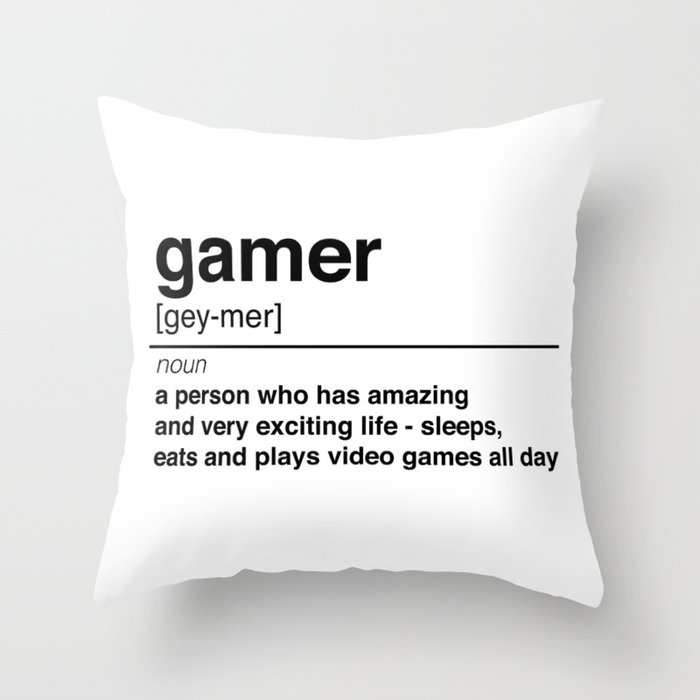 Gamer definition Throw Pillow