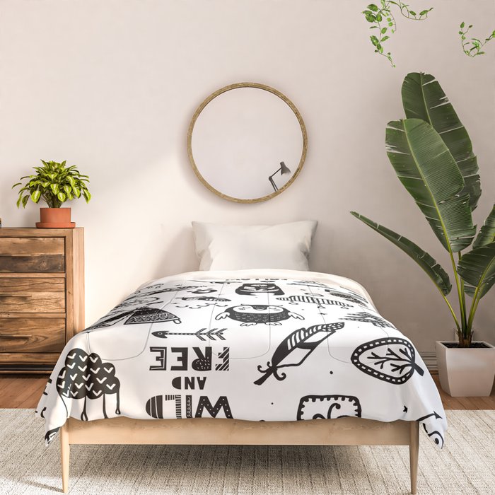 Wild And Free Scandinavian Kids Comforter by cocoandbie designs