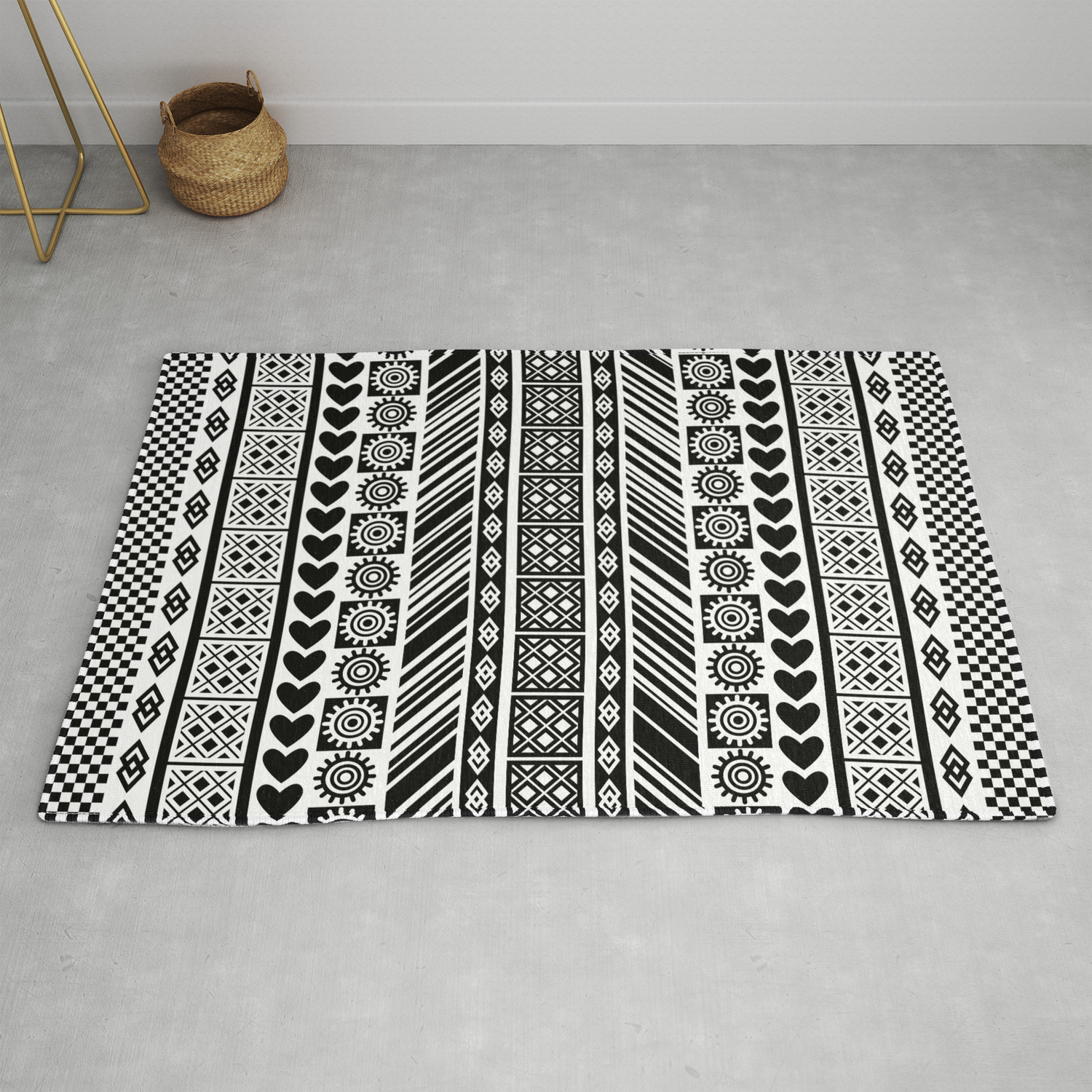 Black And White Ara Symbol African, African Inspired Rugs