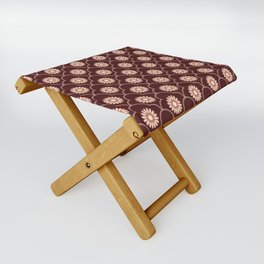 Ethnic Ogee Floral Pattern Red Folding Stool