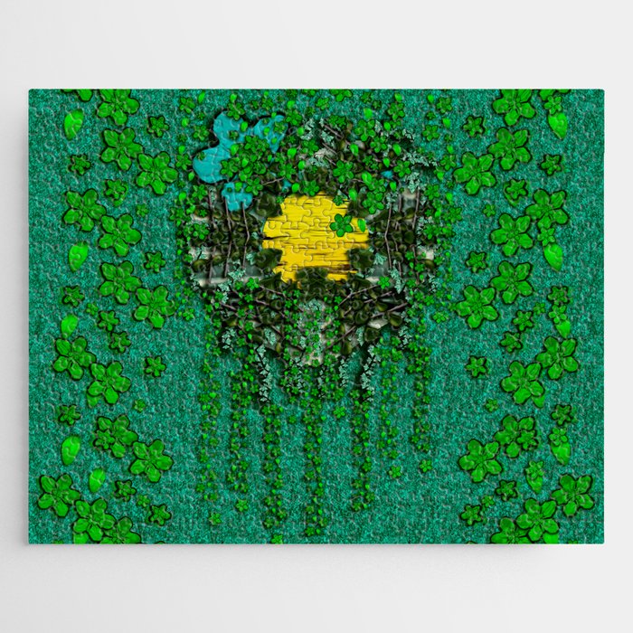 floral moon in the big green shimmering forest Jigsaw Puzzle