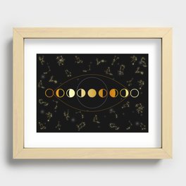 Astrology Constellations and Golden Moon phases Recessed Framed Print