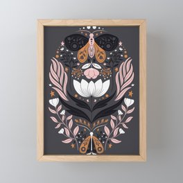 Grey Pink Botanical Butterflies Framed Mini Art Print