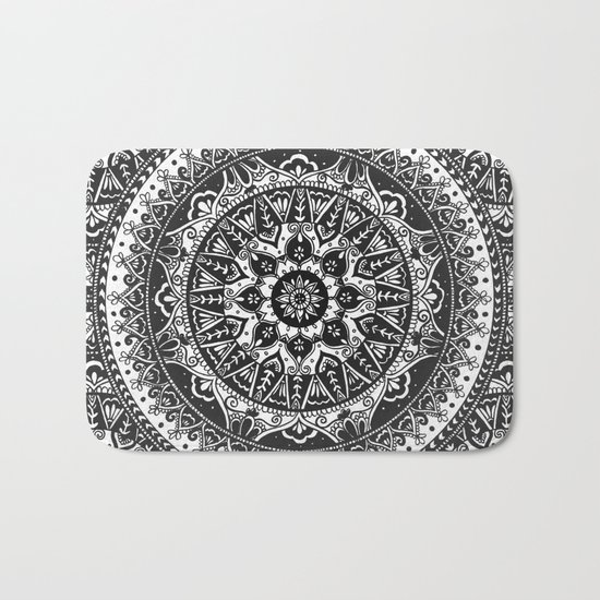 Black and White Mandala Pattern Bath Mat