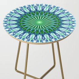 White , green and blue mandala Side Table