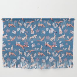Autumn woodland creatures in Blue  Wall Hanging