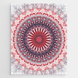 Cream, violet and red mandala Jigsaw Puzzle