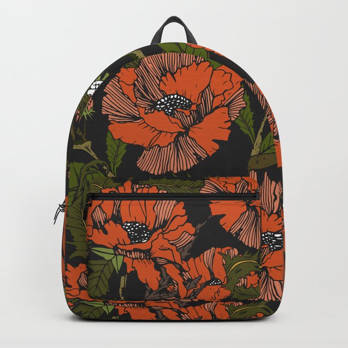 Autumnal flowering of poppies Backpack