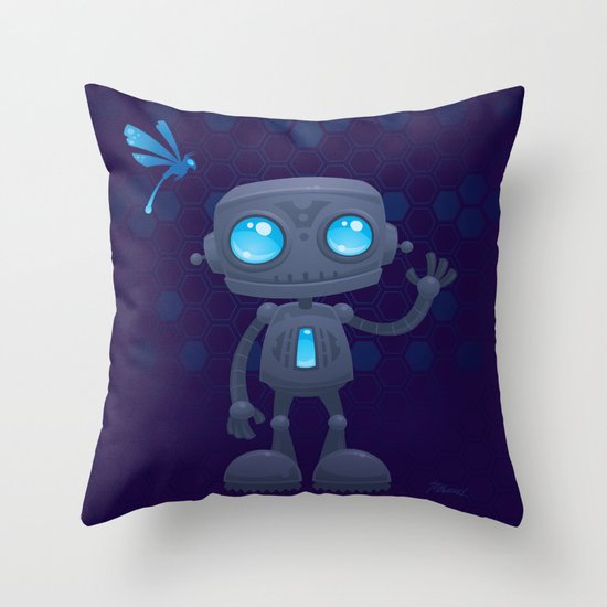 Waving Robot Throw Pillow