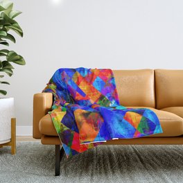 geometric pixel square pattern abstract background in blue red Throw Blanket