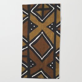 African Pattern - African Mudcloth Design Beach Towel