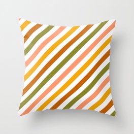 Retro Diagonal Stripes Throw Pillow