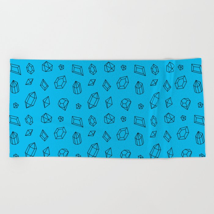 Turquoise and Black Gems Pattern Beach Towel