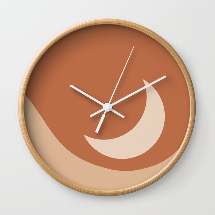 Moonrise Minimalism - Orange Wall Clock