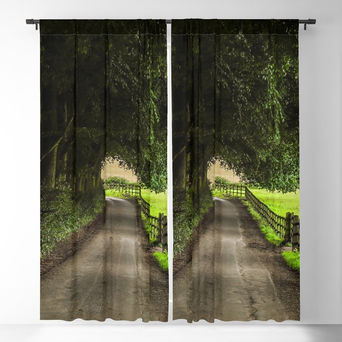 Great Britain Photography - Dirt Road Under The Trees On The Countryside Blackout Curtain