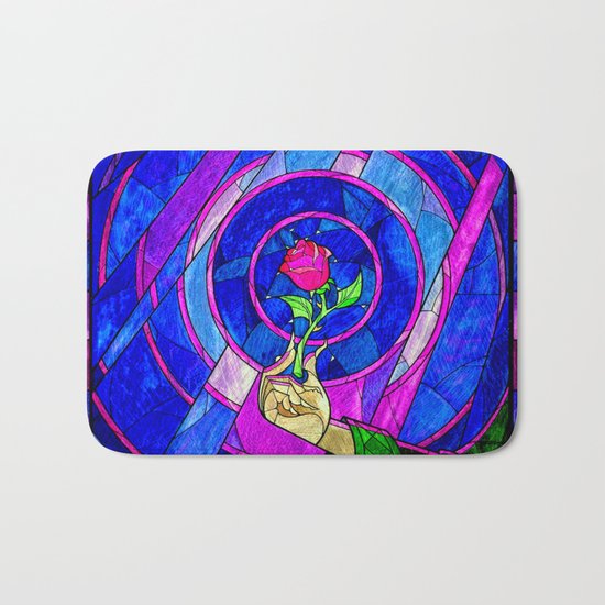Beauty And The Beast Red Rose Flower Bath Mat