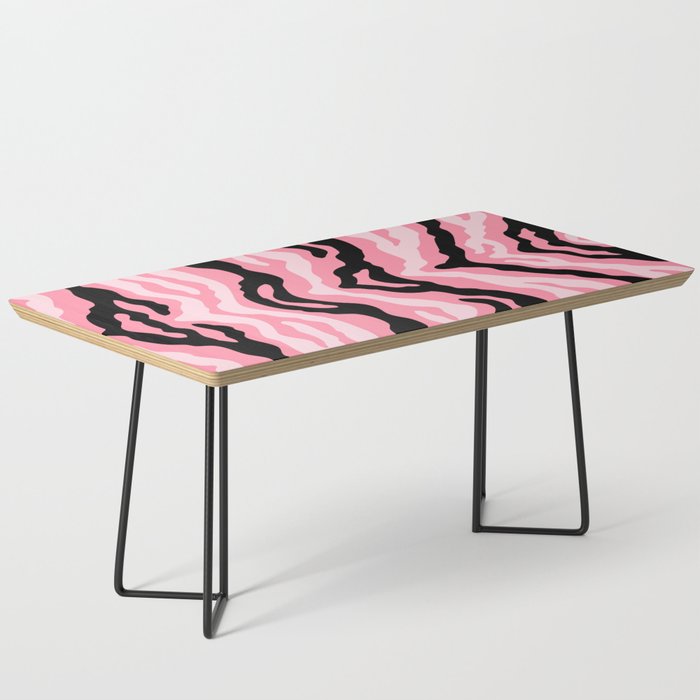 Mid Century Modern Zebra Print Black and Pink Coffee Table