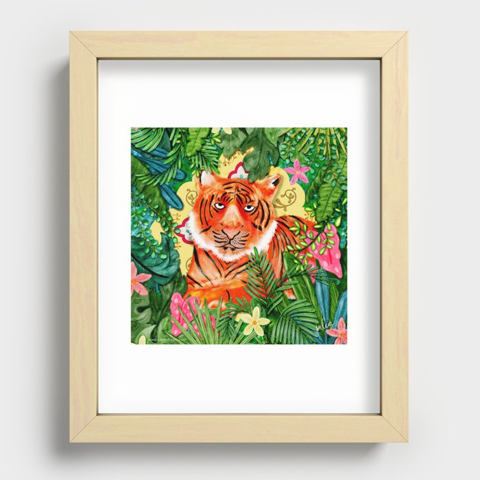Tiger in the Jungle Recessed Framed Print