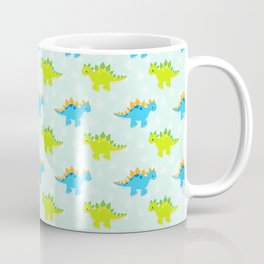 Cute Dinosaur Nursery Illustration – Green and Blue stegosaurus Coffee Mug
