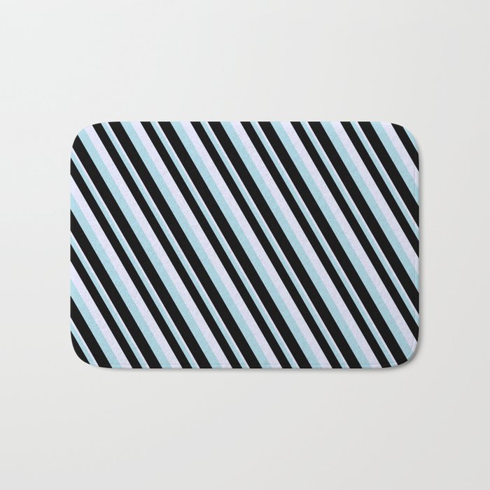 Lavender, Light Blue, and Black Colored Lined Pattern Bath Mat