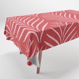 Palm Leaves Ogee Pattern Red and Pink Tablecloth