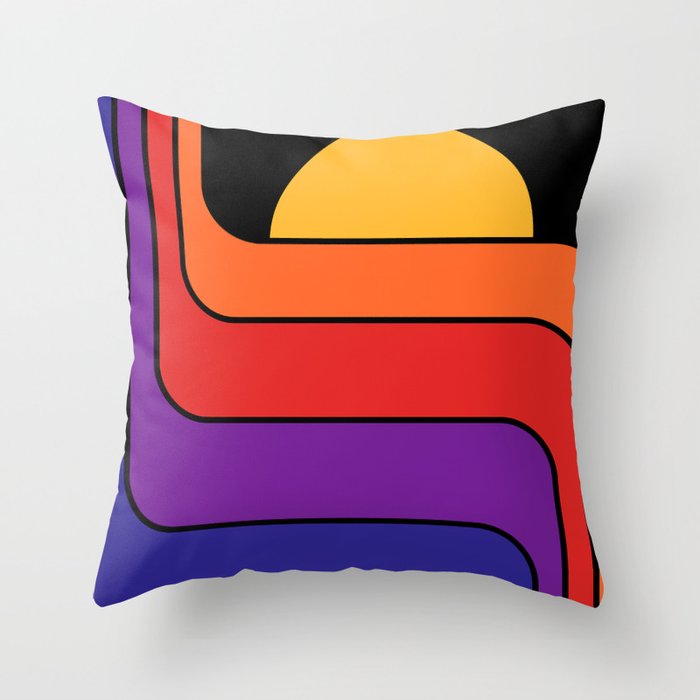 Retro Geometric Sun Set Design 425 Throw Pillow