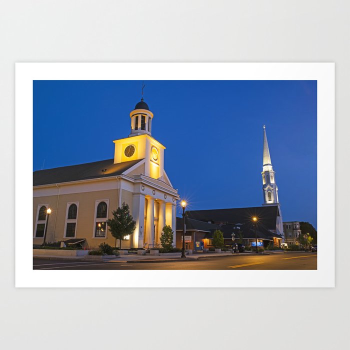 Downtown Beverly MA Cabot Street First Parish Church in Beverly Art Print