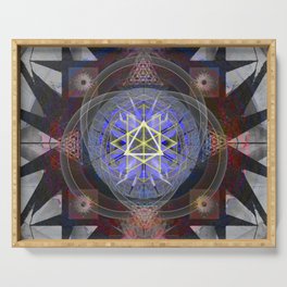 Cosmic Pulse Mandala Sacred Geometry Ancient Vision Print Serving Tray