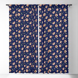 Poppies navy time Blackout Curtain