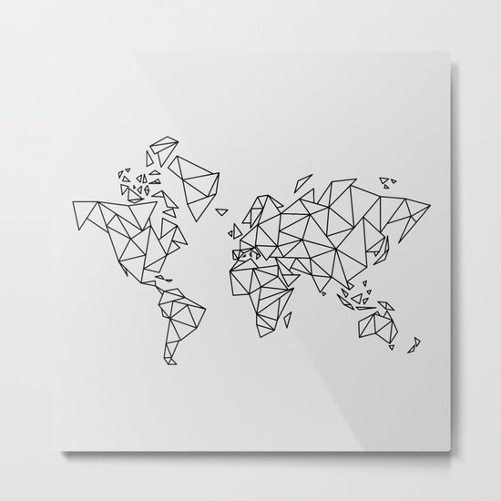 Geometric Low Poly Map of The World / Polygon geometry Metal Print