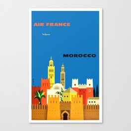 1959 Air France MOROCCO Travel Poster Canvas Print