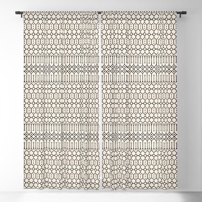 B&W Farmhouse Rustic Traditional Moroccan Style Design Blackout Curtain
