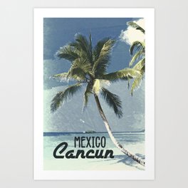 Cancun Mexico Vintage Travel Poster Art Print