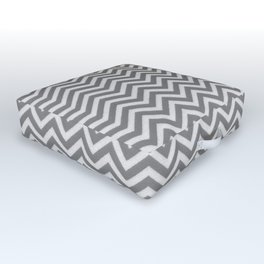 Gray and White Zigzag Chevron Tablecloth Pattern Outdoor Floor Cushion