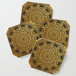 Mandala Black and Gold Art Pattern Coaster
