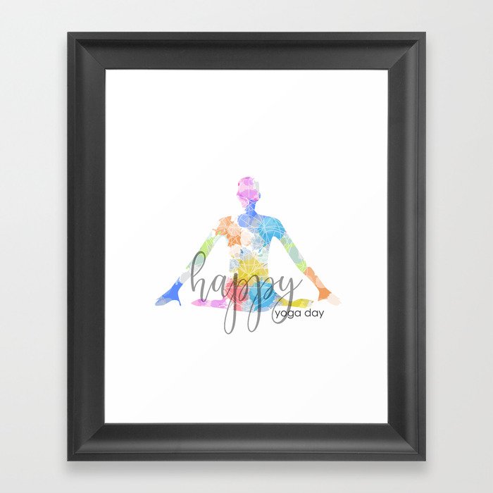  yoga pose rainbow watercolor splash Framed Art Print