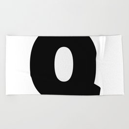 Q (Black & White Letter) Beach Towel