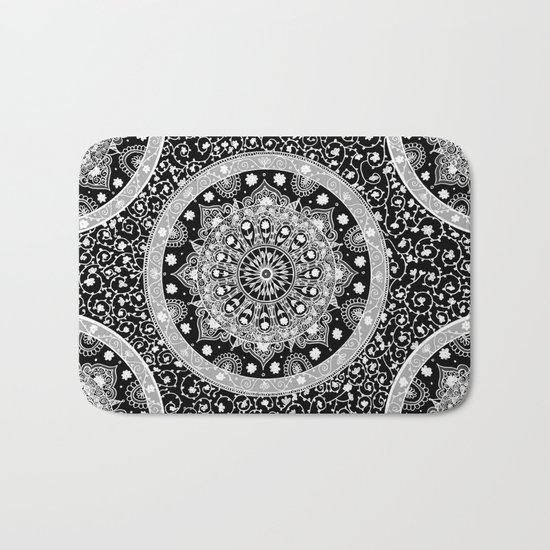 Black and White Mandala Bath Mat