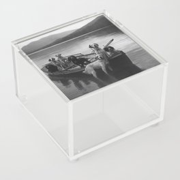 Dogs on a boat black and white canine photograph portrait - photographs - photography Acrylic Box