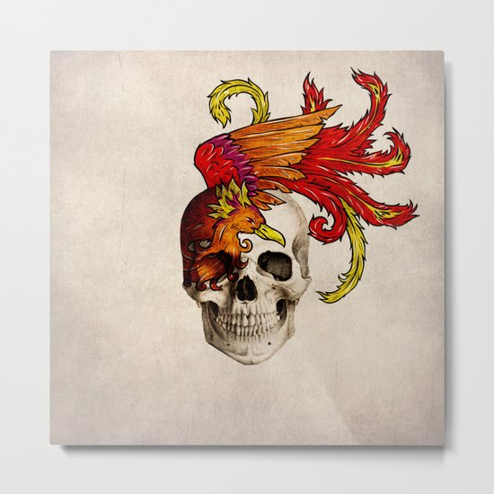 Skull and Phoenix Metal Print