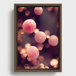 Pink Champagne - Playful Floating Bubbles Framed Canvas