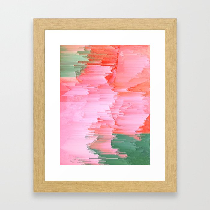 Romance Glitch - Pink & Living coral Framed Art Print