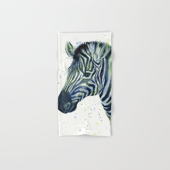 Zebra Watercolor Blue Green Animal Hand & Bath Towel