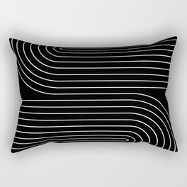 Minimal Line Curvature II Black and White Mid Century Modern Arch Abstract Rectangular Pillow