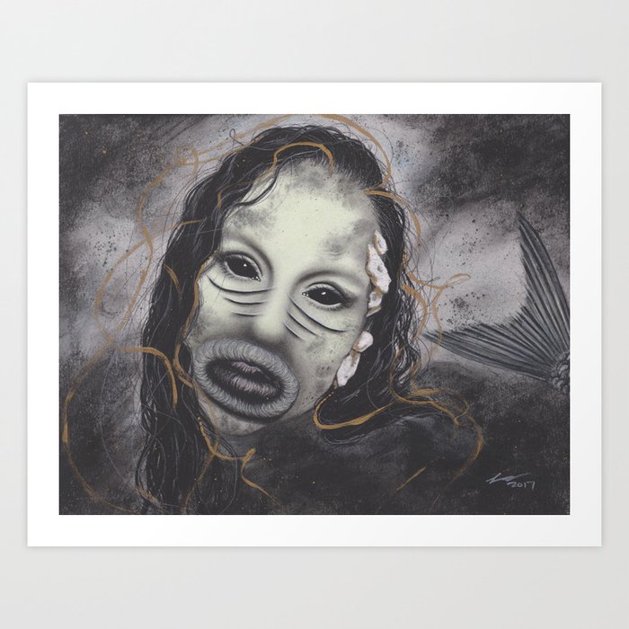 Realism Drawing Of Dark Mermaid Art Print By Brittnideweese