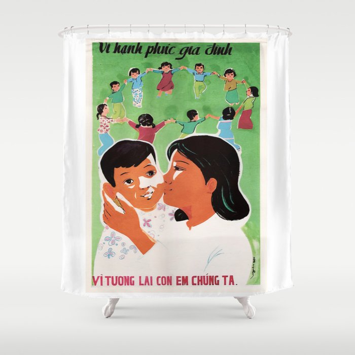 Vietnamese Poster: For the Happiness of the Children Shower Curtain