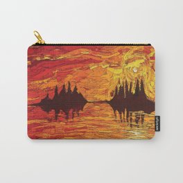 Raging Sunset Carry-All Pouch | Red, Modernbatik, Sunset, Reflection, Ink, Water, Wax, Lake, Landscape, Batik 
