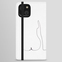 Woman, wine glass and cat iPhone Wallet Case