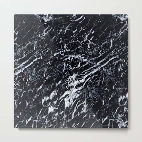 Real Marble Black Metal Print
