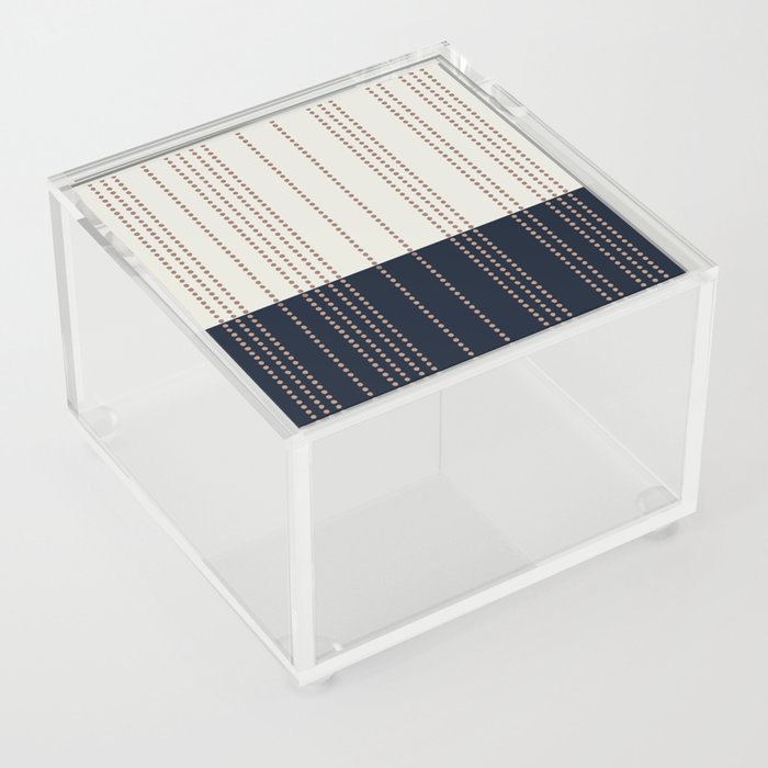 Spotted Stripes, Navy, Ivory and Light Terracotta Acrylic Box
